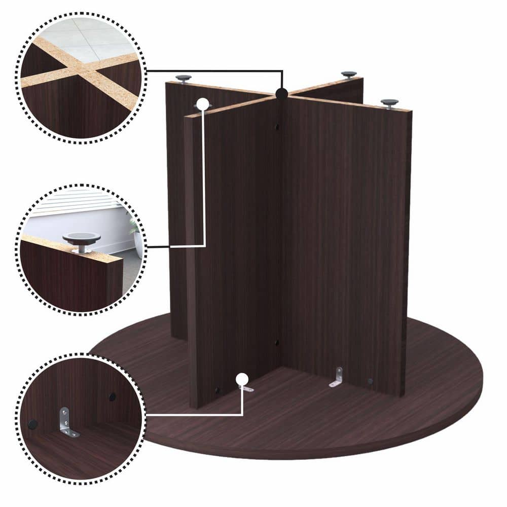 Espresso Round Engineered Wood Conference Table with Dark Finish