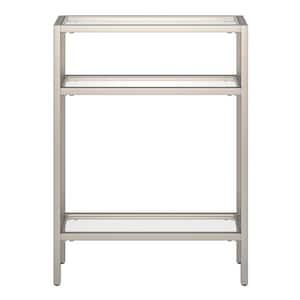 Sivil 22 in. Satin Nickel Rectangle Glass Console Table