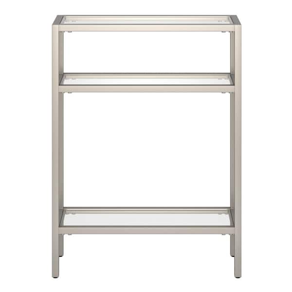 Meyer&Cross Sivil 22 in. Satin Nickel Rectangle Glass Console Table