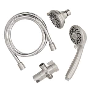 3-Spray 3.5 in. Dual Wall Mount Shower Head and Handheld Shower Head with 1.8  GPM in Brushed Nickel