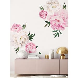 Blushing Peonies Vinyl Wall Sticker Flowers Wall Mural (Set of 6)