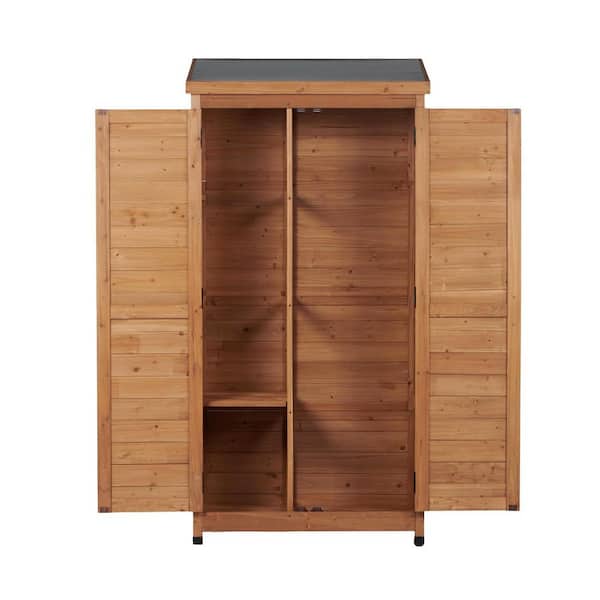 Tileon 2.8 ft. W x 1.5 ft. D Wood Shed with Double Door&Metal Top