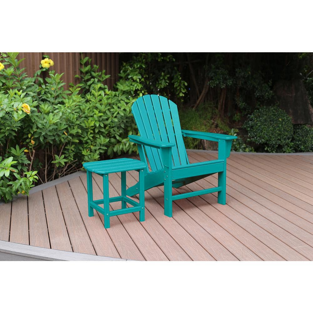 Seafoam Blue Oval Plastic Outdoor End Table
