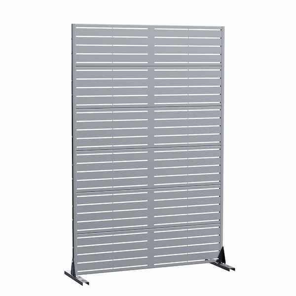 1-Piece 72 in. x 47 in. Rectangle Grey Metal Privacy Screen Outdoor Patio Screen Panels Decorative Art Panel for Garden