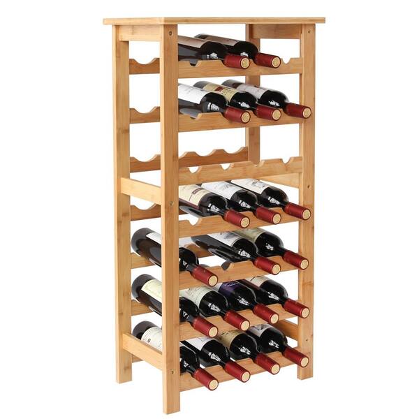 Unbranded 28-Bottles Natural Bamboo Floor Wine Rack