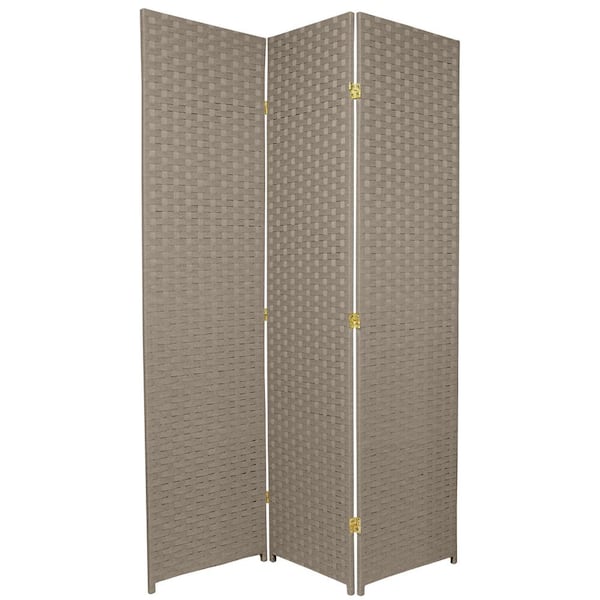 Oriental Furniture 6 ft. Grey 3-Panel Room Divider