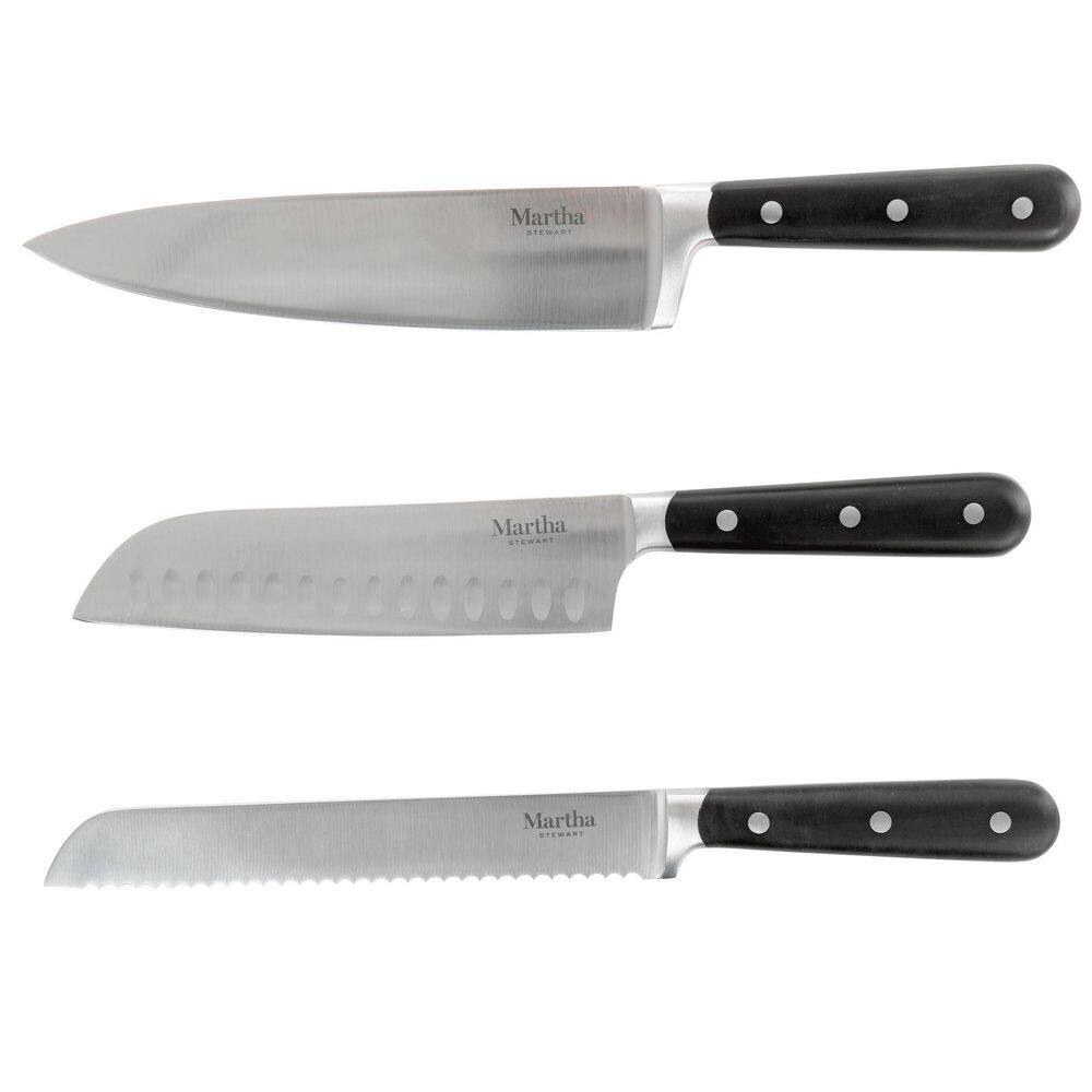 14-Piece Black Stainless Steel Cutlery Set with Acacia Wood Block