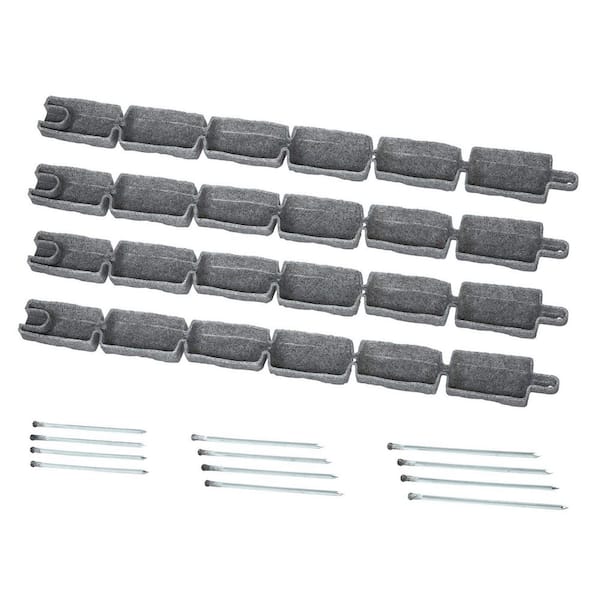 SVOPES 46.4 x 2.2 in. Faux Stone Landscape Edging, Flexible Brick-Sized Garden Border with Anchoring Spikes Polyethylene Grey