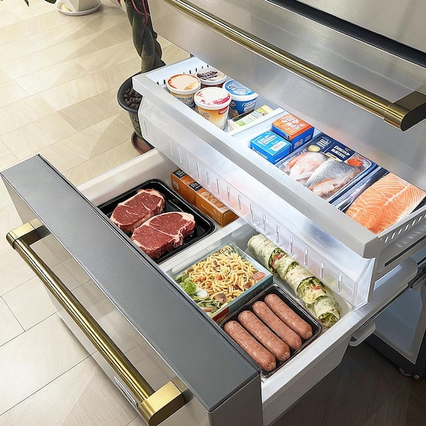 36 in. 21.6 cu. ft. Counter Depth French Door Refrigerator with Ice and Water Dispenser in Stainless Steel, ENERGY STAR