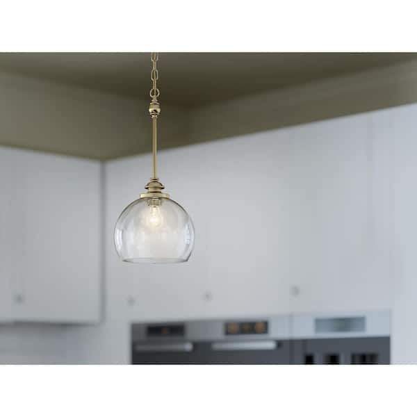 KICHLER Lecelles 1-Light Classic Bronze Traditional Globe Kitchen Pendant Hanging Light with Clear Glass Shade