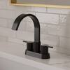 GRANDJOY 4 in. Waterfall Centerset Double Handle High Arc Bathroom Faucet 1.0 GPM in Matte Black Valve Included SGF11GJ-16-BL