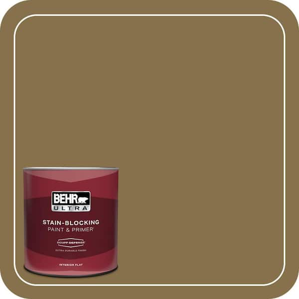BEHR ULTRA 1 qt. #S320-7 African Plain Extra Durable Flat Interior Paint & Primer