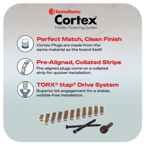 FastenMaster Collated Cortex Hidden Fastening System for Trex Transcend Decking - 2-1/2 in. screws and plugs in Spiced Rum (50 LF)
