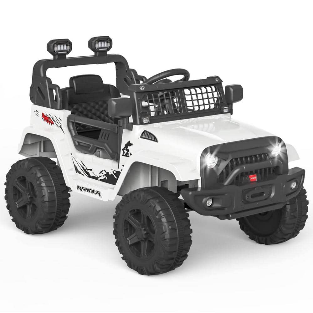 Ride on Truck Car 12-Volt Kids Electric Vehicles with Remote Control Spring Suspension, LED Lights, Bluetooth, White price history on PriceWatchPro