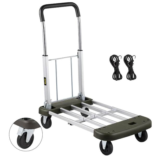 VEVOR Folding Cart 330 lbs. Capacity Dolly Hand Truck with 4 Wheels Luggage Trolley