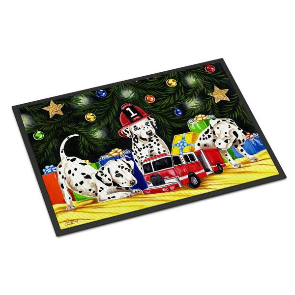 Carolines Treasures Dalmatian and Snowman Christmas Door Mat Multicolor