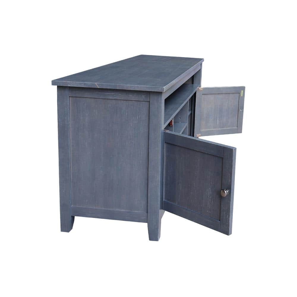 Elegant Heather Gray Solid Wood TV Stand with Cabinet and Open Shelves