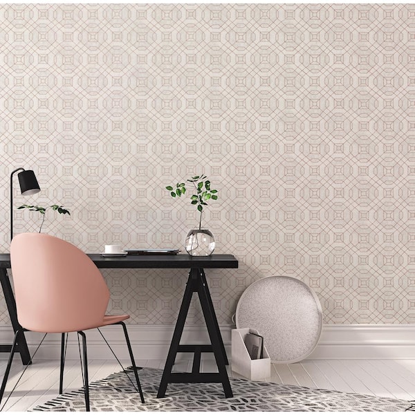 Rose Gold Geometric Wallpaper Revitalizing a Chic Bedroom