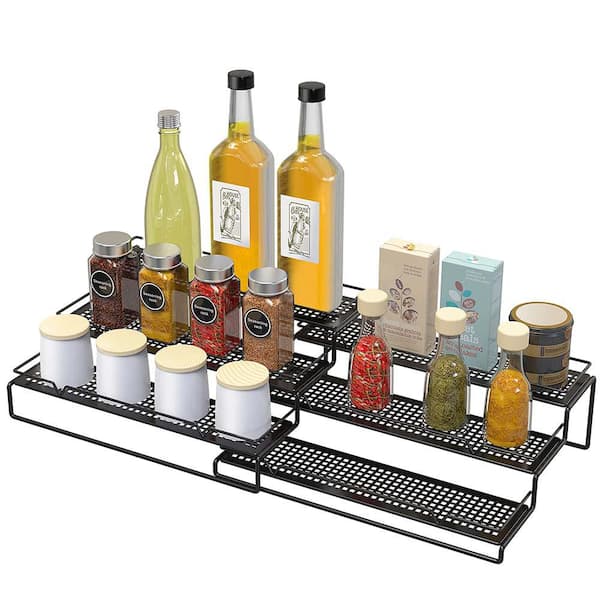 AULEDIO 3-Shelf Metal Expandable Freestanding Spice Rack Organizer