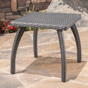 Gray Wicker Outdoor Side Table