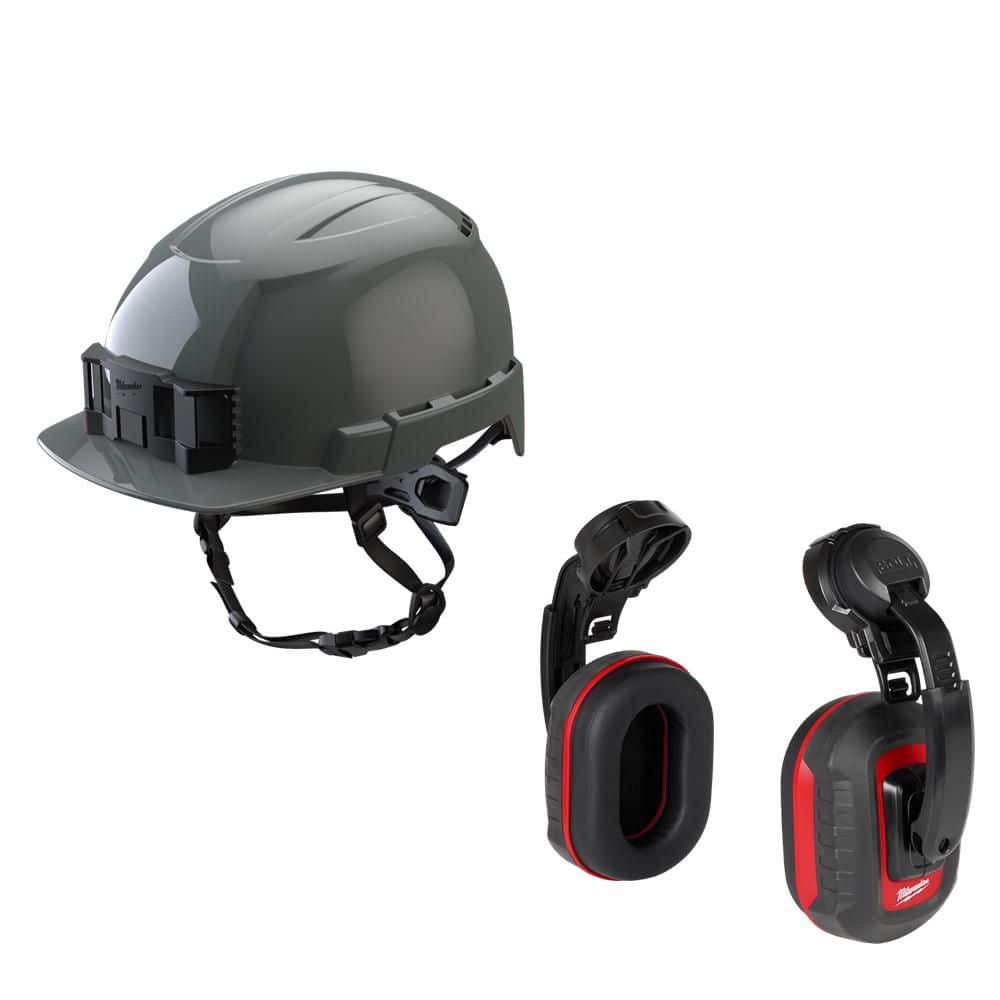 BOLT Gray Type 2 Class E Front Brim Non-Vented Safety Helmet W/ BOLT Earmuffs with Noise Reduction Rating of 24 dB price history on PriceWatchPro