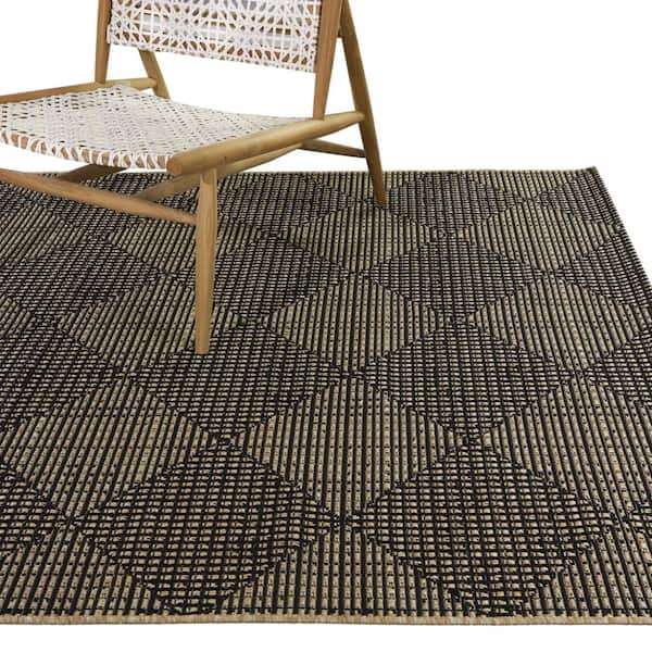 Chasewood Dark Brown 7 ft. x 9 ft. Geometric Indoor/Outdoor Area Rug