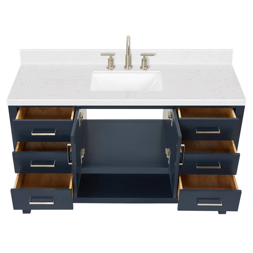 Midnight Blue 54" Freestanding Single Basin Vanity with Quartz Top