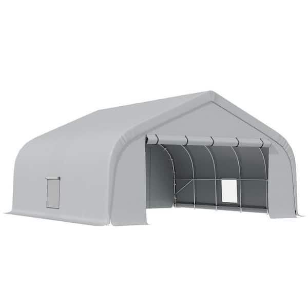 20 ft. x 20 ft. x 11 ft. White Roof Arc-Shaped Fabric Outdoor Carport