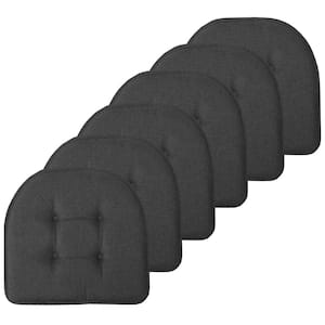 Charcoal, Solid U-Shape Memory Foam 17 in. x 16 in. Non-Slip Indoor/Outdoor Chair Seat Cushion (6-Pack)