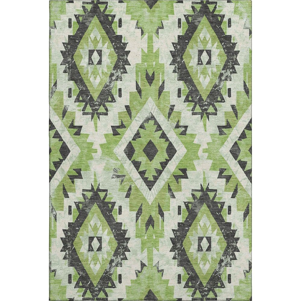 Mayfield Premium Machine Washable Abstract AMF1878 Aloe 3 ft. x 4 ft. Area Rug price history on PriceWatchPro