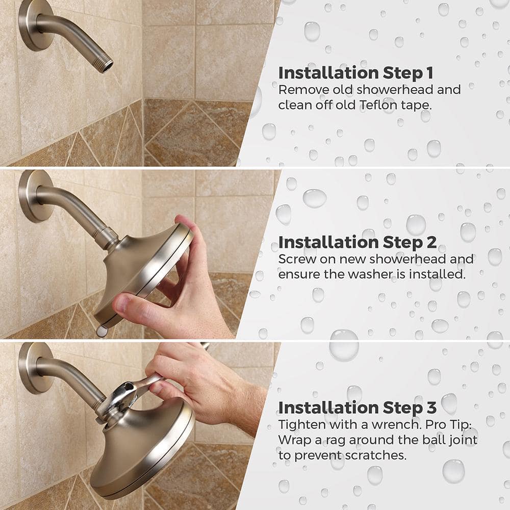 HydroFuse Polished Chrome 6-Function Wall Mounted Shower Head