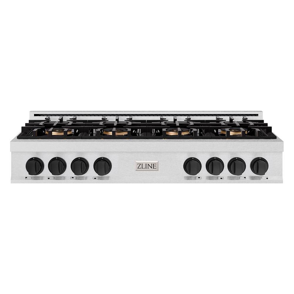 Autograph Edition 48 in. Classic Gas Rangetop with 8-Burner DuoPro Cooktop in Satin Stainless and Matte Black Accents