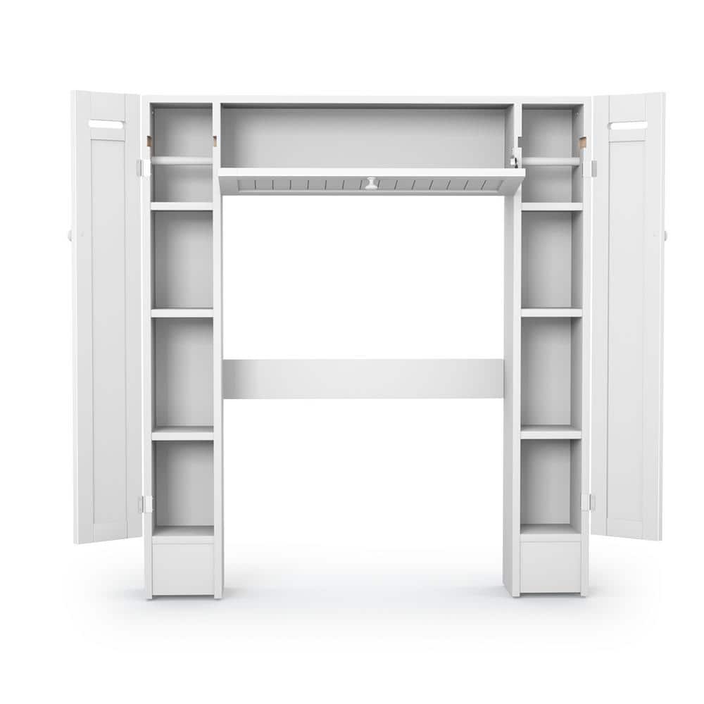 White MDF Over-the-Toilet Storage Cabinet with Adjustable Shelves