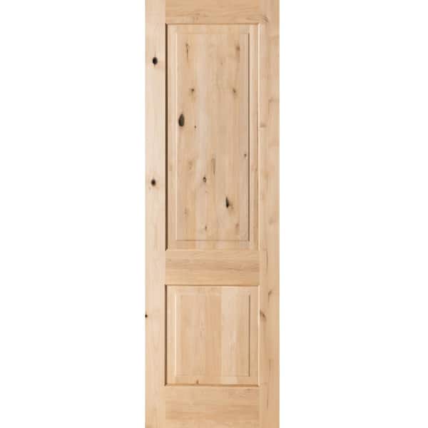 Krosswood Doors 30 in. x 96 in. Rustic Knotty Alder 2-Panel Square Top Solid Wood Stainable Interior Door Slab