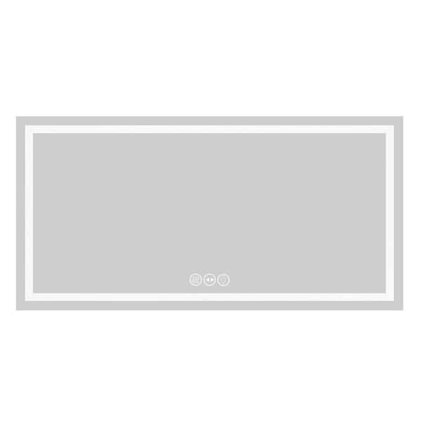 FUNKOL 72 in. W x 36 in. H Rectangular Frameless Wall Mount Anti-Fog LED Bathroom Vanity Mirror with Bluetooth Speaker