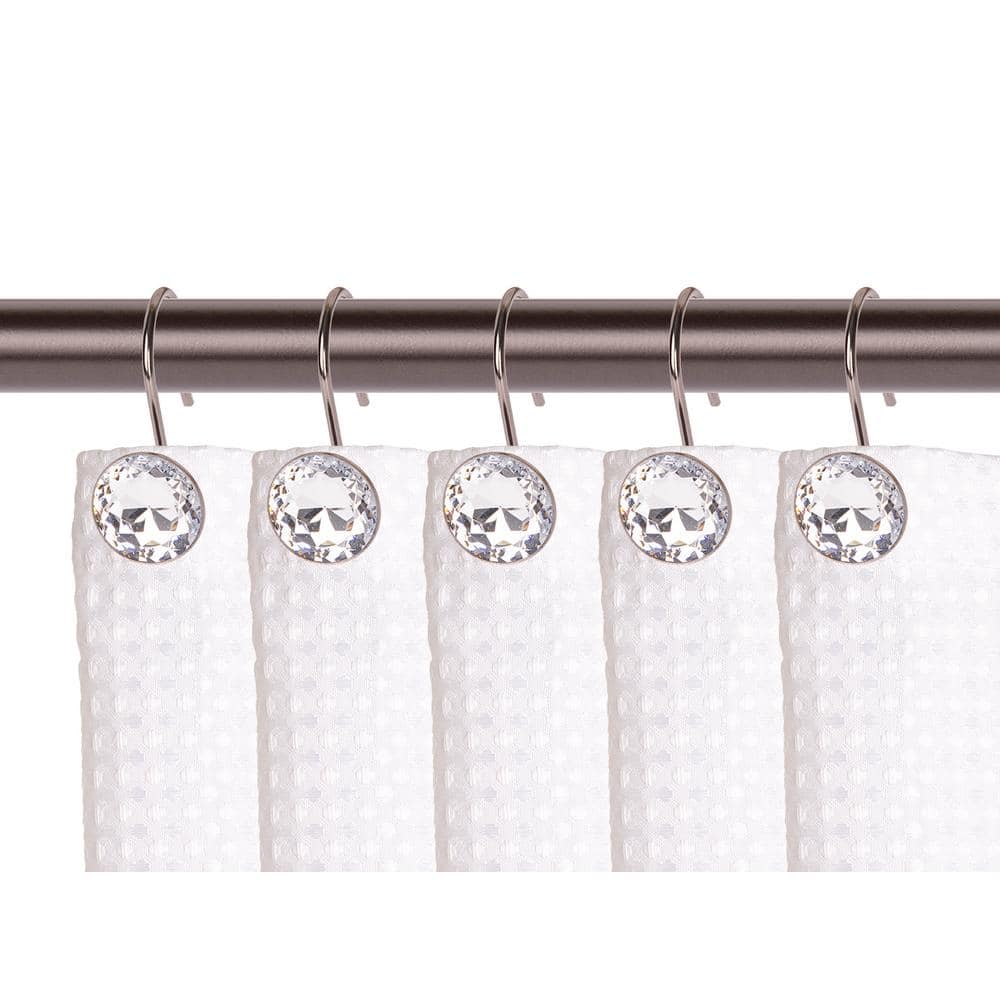 Oil Rubbed Bronze Crystal Shower Curtain Hooks Set of 12