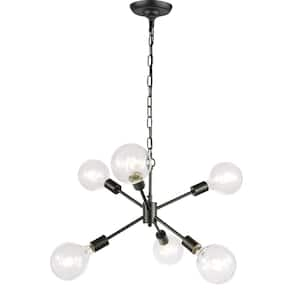 Timeless Home Nathalie 16 in. W x 13.2 in. H 6-Light Black Pendant