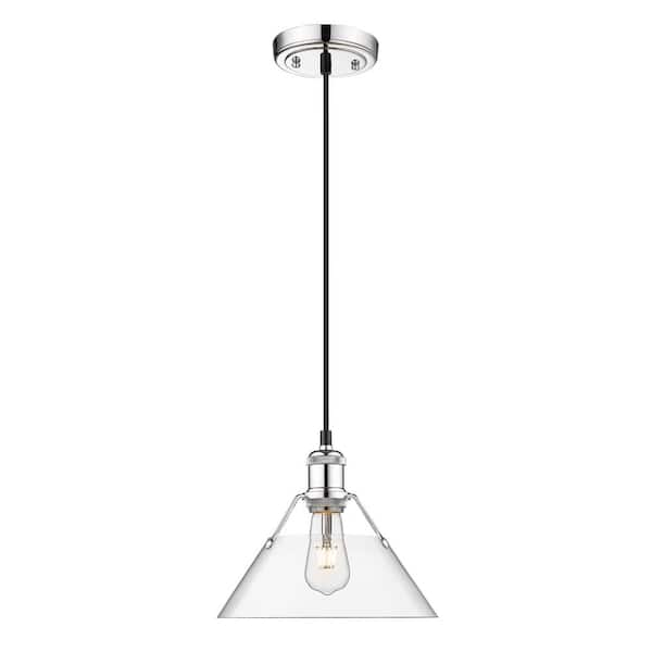 Golden Lighting Orwell 100-Watt 1-Light Chrome and Clear Glass Pendant Light