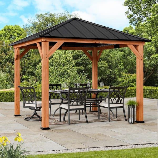 Ultra Series Wood Gazebo 10 ft. x 10 ft. Cedar Framed Wooden Gazebo with Galvanized Steel Roof