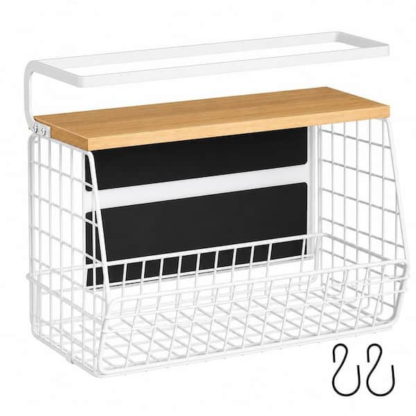 Magnetic Shelf with Lid, Fruit, Vegetable Storage Bin and Rack for Refrigerator, Kitchen Counter and Cabinet, White
