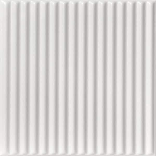 A La Maison Ceilings Corrugated Ultra Pure White 1.6 ft. x 1.6 ft. Decorative Foam Glue Up Ceiling Tile (21.6 sq. ft./case)