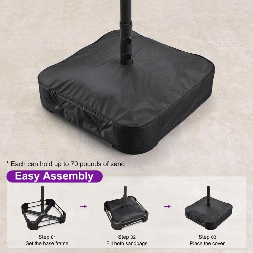 Navy Blue 15ft Aluminum Market Patio Umbrella with Stand