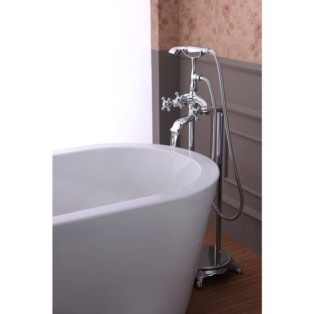 Polished Chrome 3-Handle Clawfoot Tub Faucet with Hand Shower