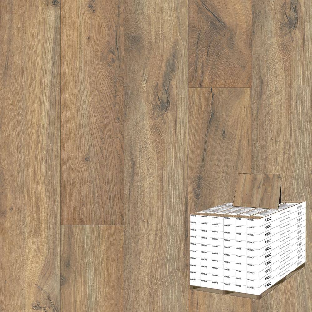 Pergo Outlast+ Linton Auburn Oak 12 mm T x 6.1 in. W Waterproof Laminate Wood Flooring (967.2 sqft/pallet), Medium -  LF000984P