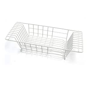 Economical 8 in. Wide Over the Sink Steel Dish Rack Draining Solution, White