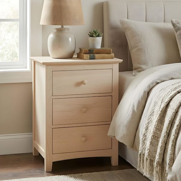 Iris Unfinished 3-Drawer 20 in. W. Nightstand with USB