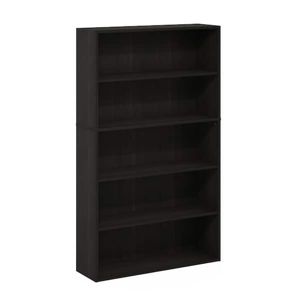 Pasir 52.68 in. Tall Espresso Wood 5-Shelf Wide Bookcase