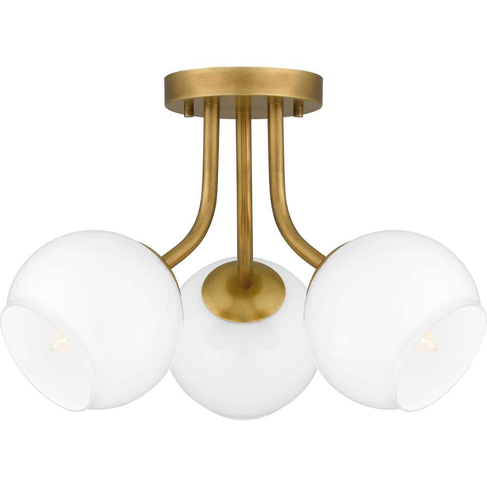 Matte Black and Clear Globe 3-Light Modern Semi-Flush Mount