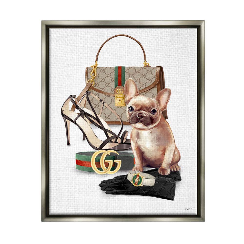 Stylish Puppy Dog Designer Purse Shoes Accessories by Ziwei Li Floater Frame Animal Wall Art Print 31 in. x 25 in. price history on PriceWatchPro