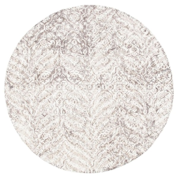 Circular Rug Rvt SAFAVIEH Restoration Vintage 6 ft. x 6 ft. Beige/Ivory Distressed ...